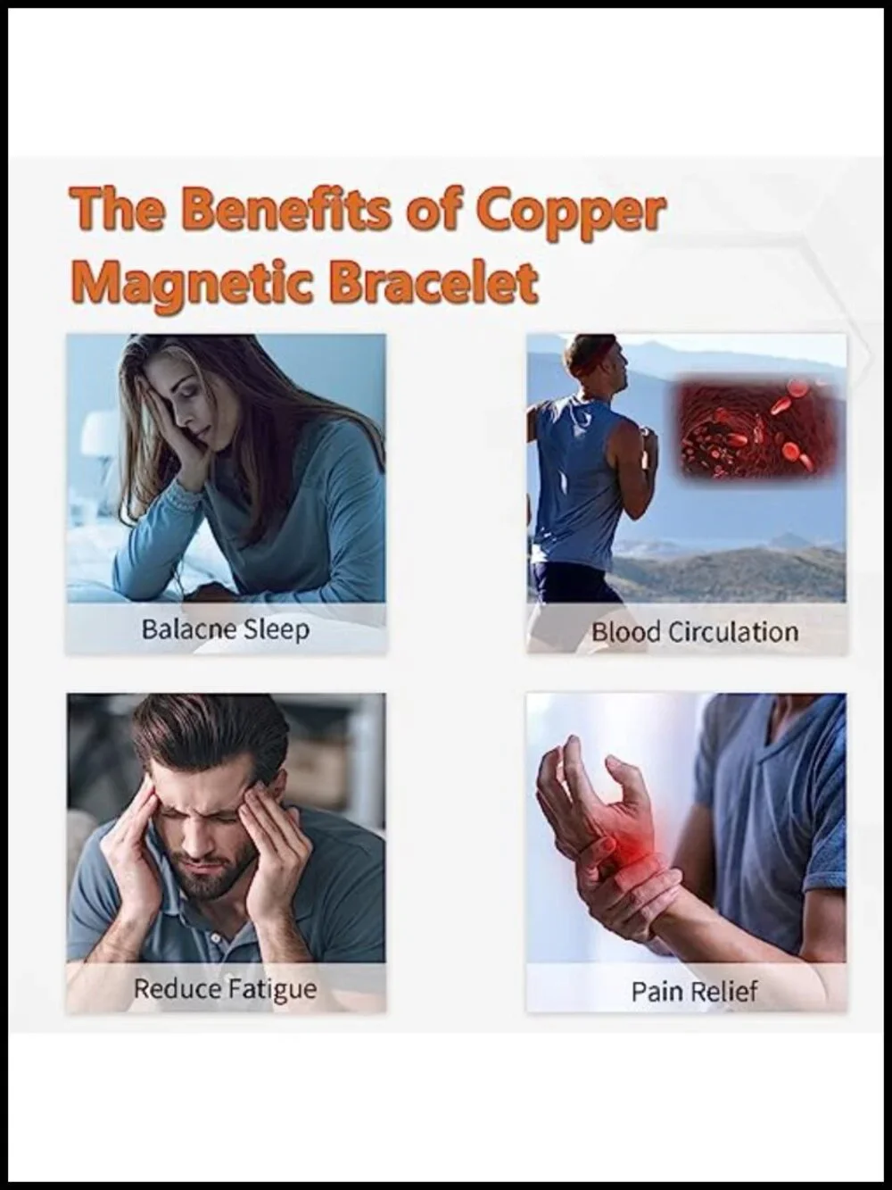 Pure Copper Magnetic Bracelet, 3-Row Magnet Design, Ultra Strength, Adjustable